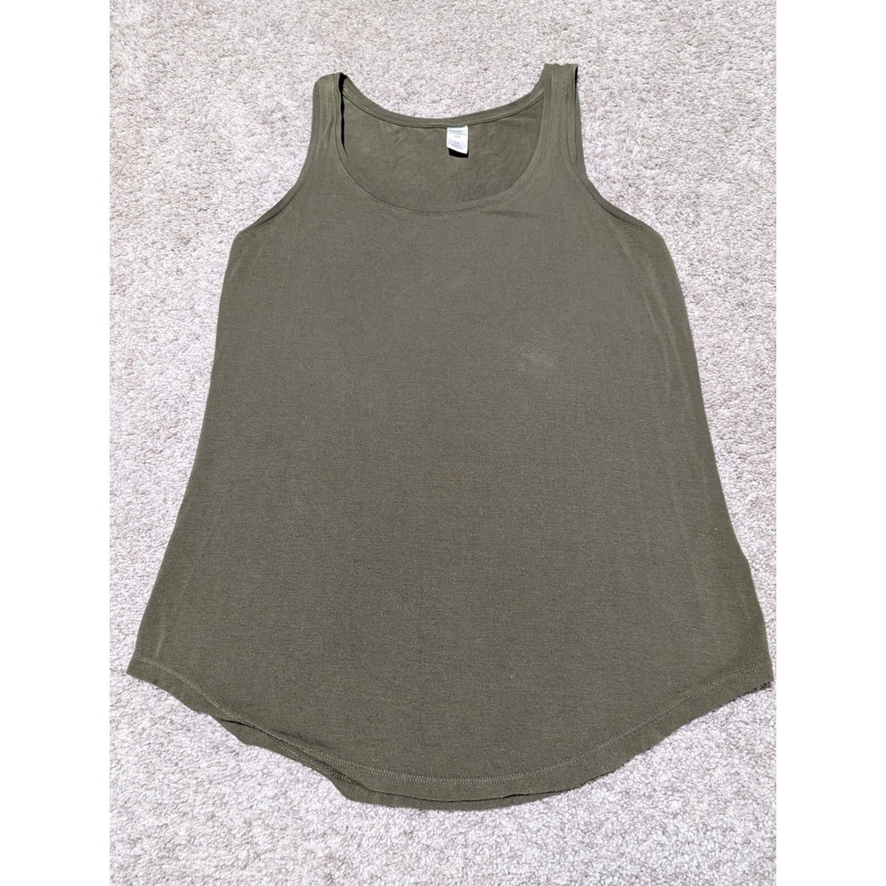 Old Navy Tank Top Womens XS Olive Green Luxe Scoop Neck Curved Hem Casual Basic